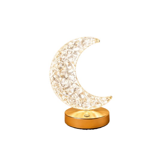 Crystal Moon Lamp – LED Night Light with Wooden Base