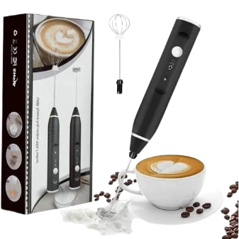USB Rechargeable Coffee Milk Frother Black – Handheld Electric Whisk (ABS Body)
