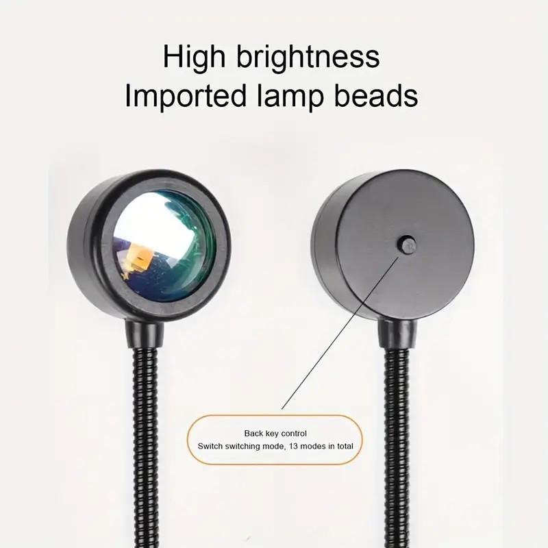 Sunset Projection Lamp – LED RGB Mood Light with 360° Rotation for Bedroom, Photography & Aesthetic Room Decor