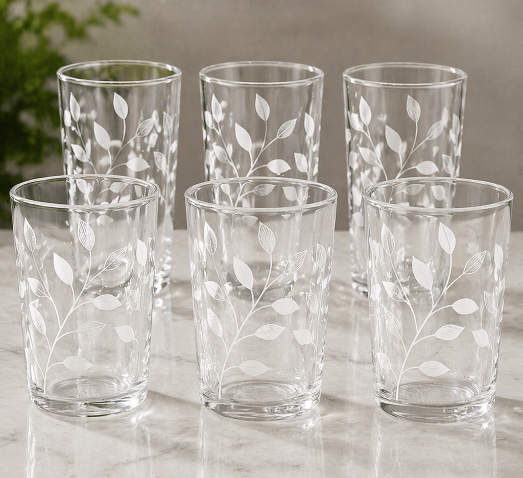 White Print Glass Tumblers
