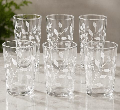 White Print Glass Tumblers