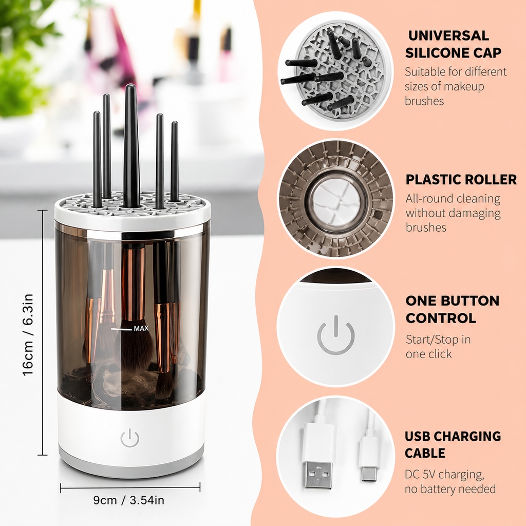 Electric Makeup Brush Cleaner – USB Rechargeable Cleaning Machine