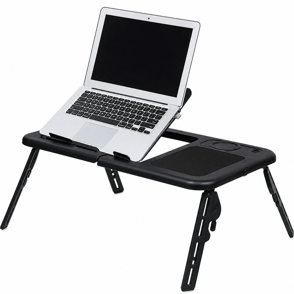 Portable Folding Laptop Table – Adjustable Bed Desk with Cup Holder