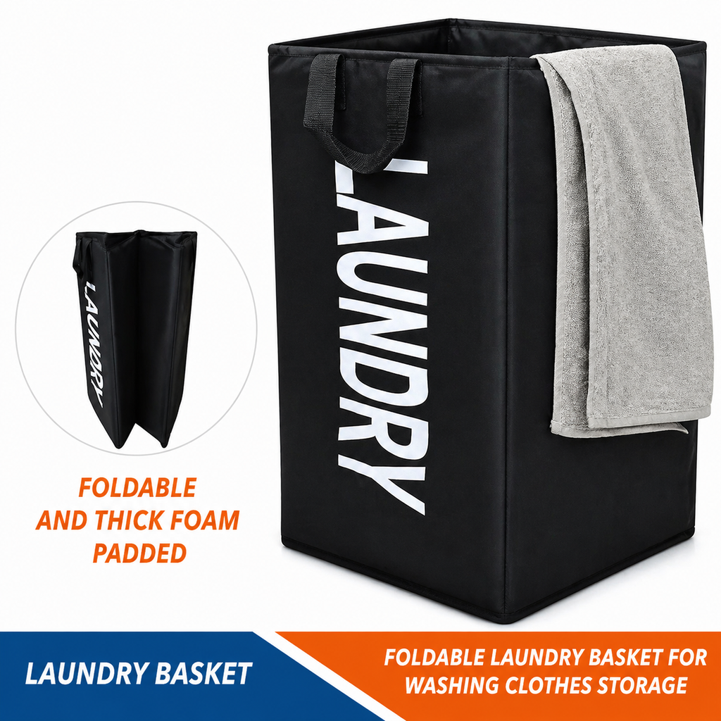 Foldable Laundry Basket – Clothes Storage Organizer