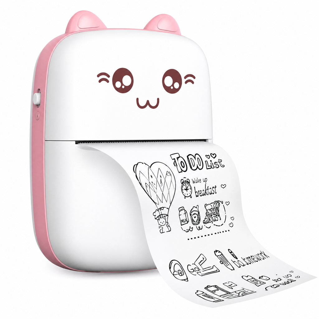 Mini Portable Thermal Printer – Cute Cat Design Bluetooth Printer