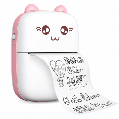 Mini Portable Thermal Printer – Cute Cat Design Bluetooth Printer