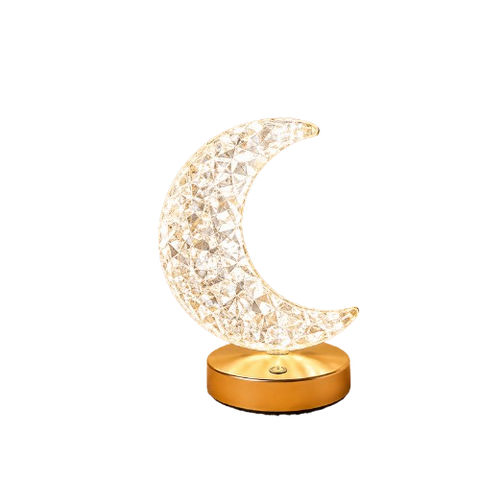 Crystal Moon Lamp – LED Night Light with Wooden Base