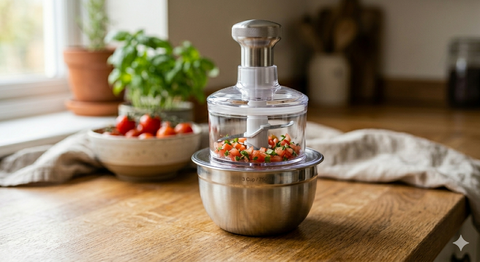 Stainless Steel Bowl Hand Push Food Chopper