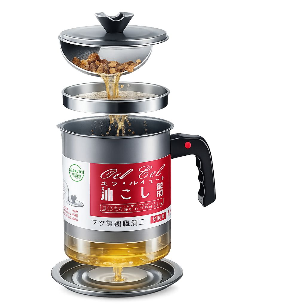 Premium Stainless Steel Oil Filter Pot with Fine Mesh Strainer