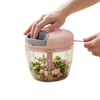 Manual Food Chopper Small Pink Stainless Steel Vegetable & Fruit Cutter