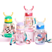 Kids Deer Themed Water Bottle 600ml – Cute Clear Plastic Leakproof School Water Bottle for Boys & Girls