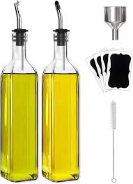 Premium Glass Oil & Liquid Dispenser Bottle with Drip Free Pourer