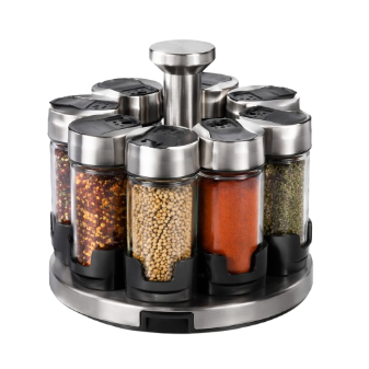 360° Rotating 8 Piece Spice Rack Set with Glass Jars