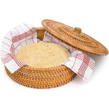 Handwoven Roti & Tortilla Basket with Lid – Insulated Bread Warmer