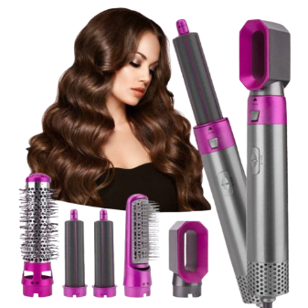 5-in-1 Hair Styling Tool – Curler, Straightener & Dryer Brush | Low Noise, Safe & Professional Multi-Styler